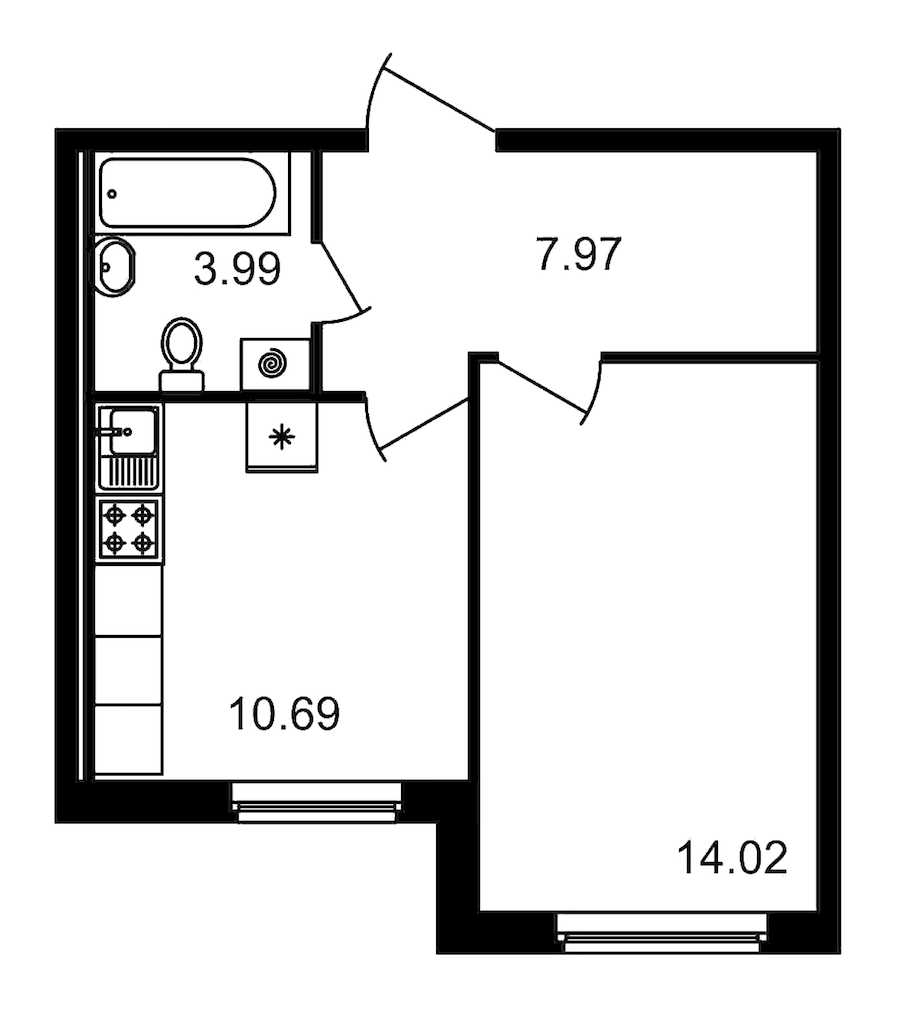 Однокомнатная квартира в : площадь 36.67 м2 , этаж: 1 – купить в Санкт-Петербурге